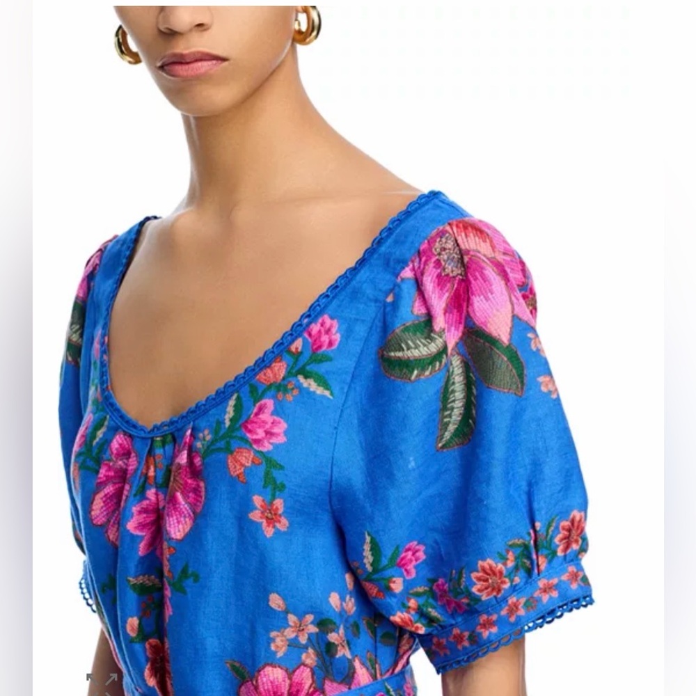 NEW FARM Rio Summer Fruit Scarf Blue/Pink Mini Dress - Picture 6 of 10